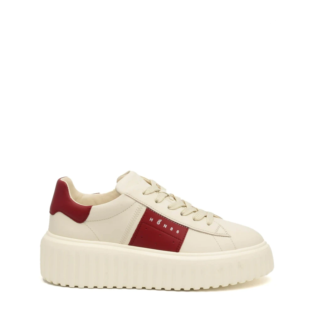 Hogan Women's White Striped Leather Trainers Cream - Sneakers - 2 Uk - Shoes