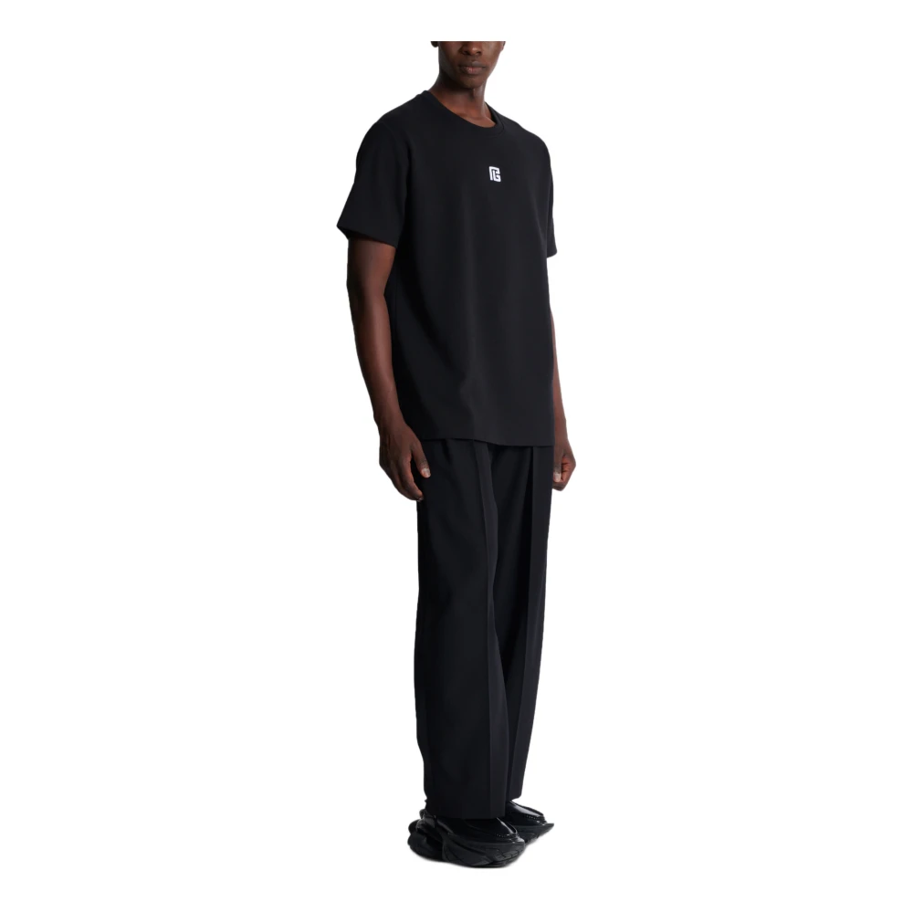 Balmain PB geborduurd T-shirt Black Heren
