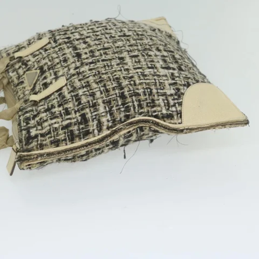 Prada Vintage Pre-owned Wool handbags Beige Dames