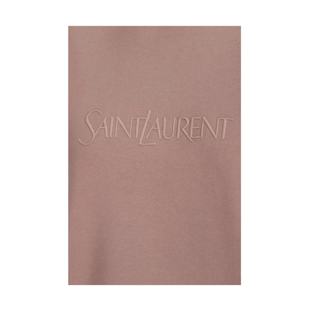 Saint Laurent Zachte Katoenen Sweatshirt Monochroom Patroon Pink Dames