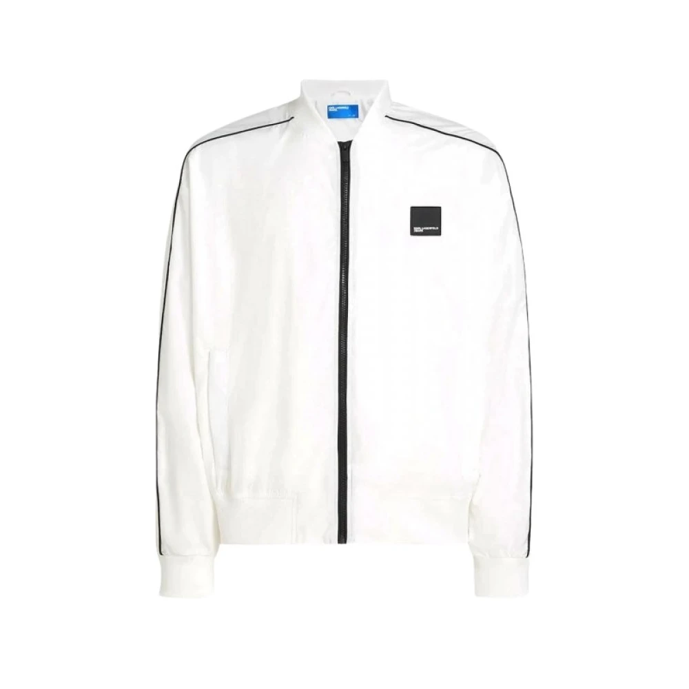 Karl Lagerfeld White Zip-Throughs, Male, L, Lightweight Bomber Jacket