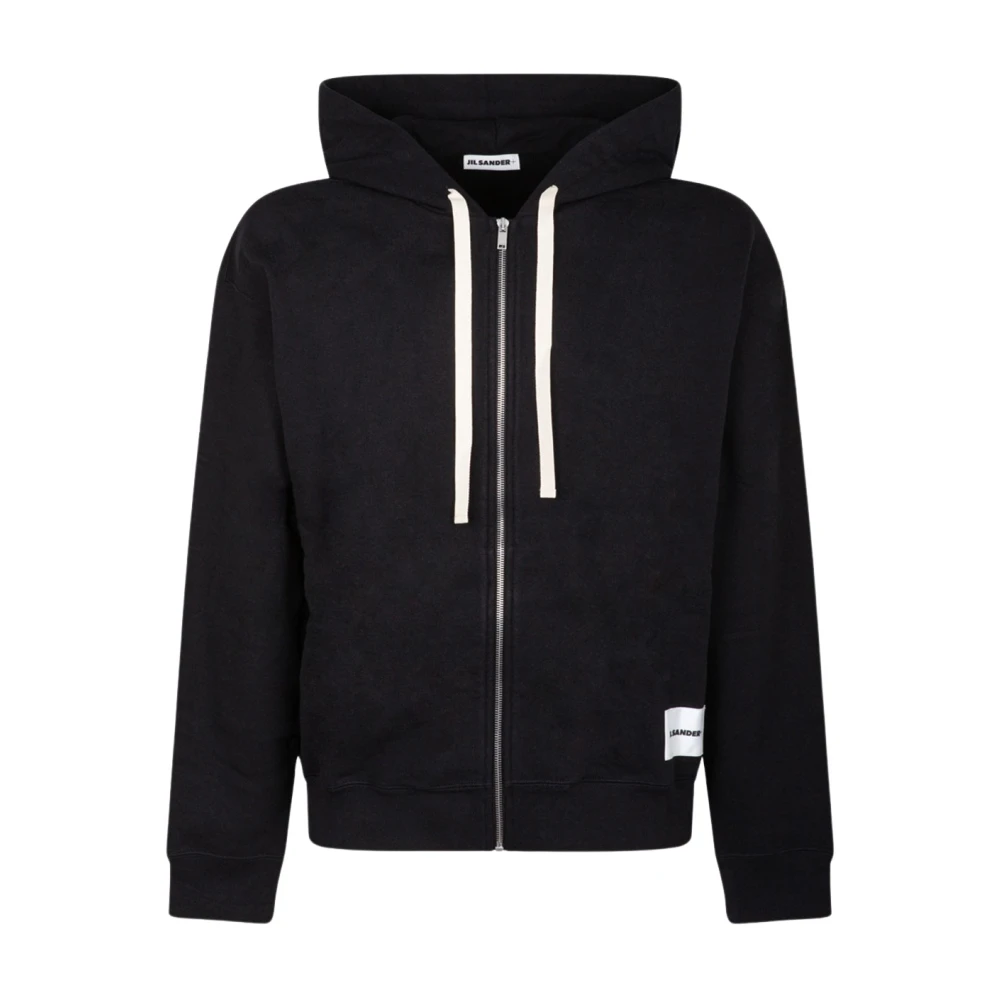 Jil Sander Zwarte Logo Patch Cardigan Black Heren