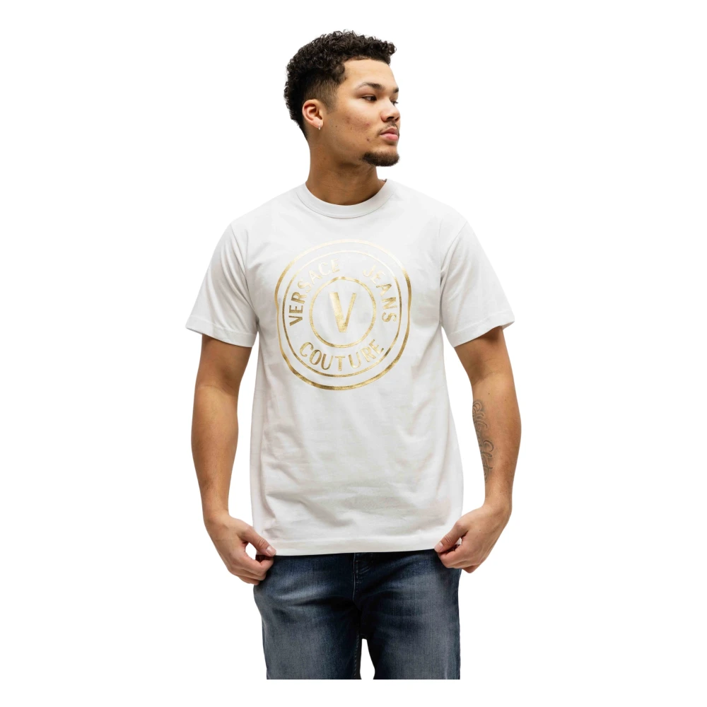 Versace Jeans Couture V-Emblem T-Shirt Wit Goud Heren White Heren