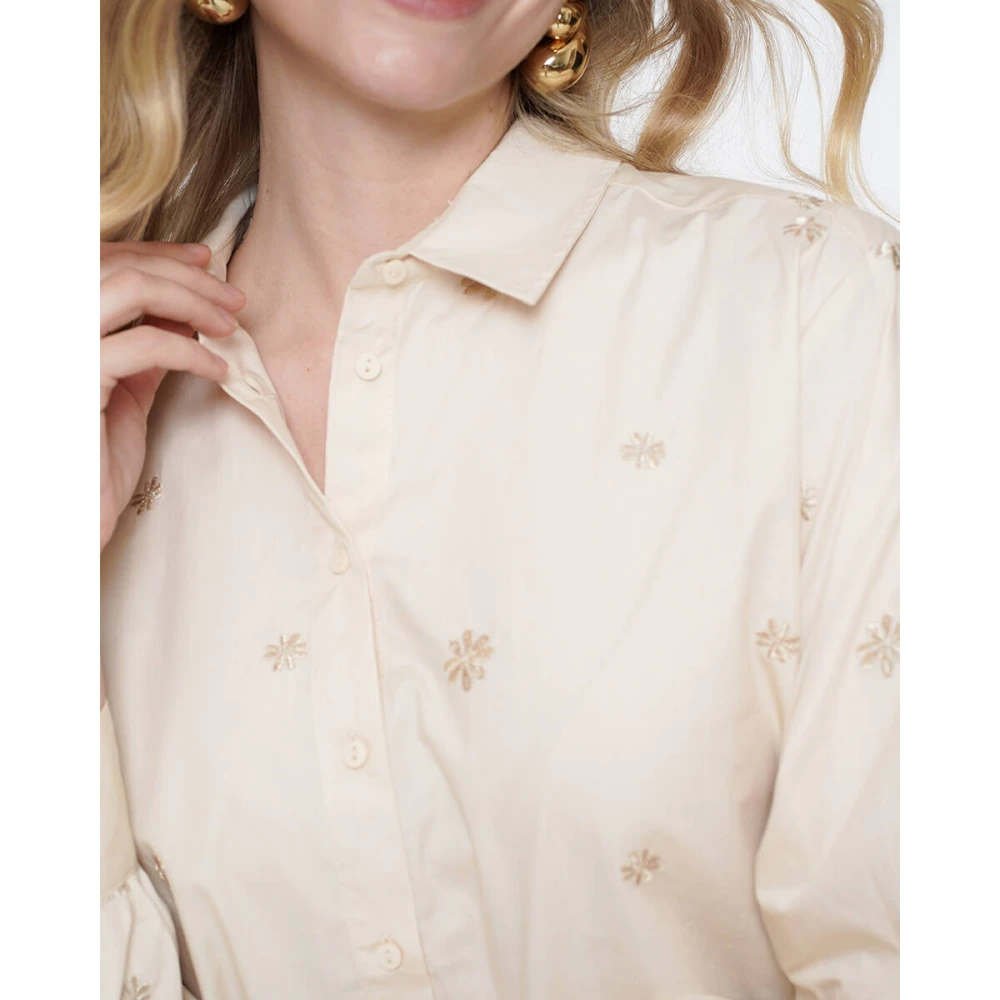 Geisha Bloemenborduurwerk lange mouw blouse Beige Dames