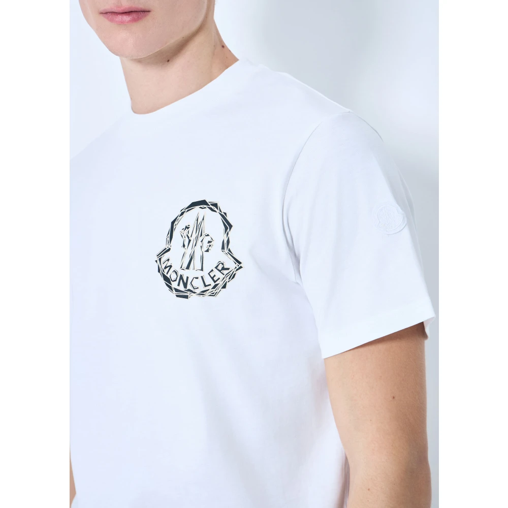 Moncler Katoenen Jersey Logo Motif T-Shirt White Heren