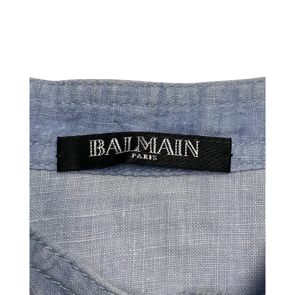Balmain Pre-owned Linen tops Blue Dames