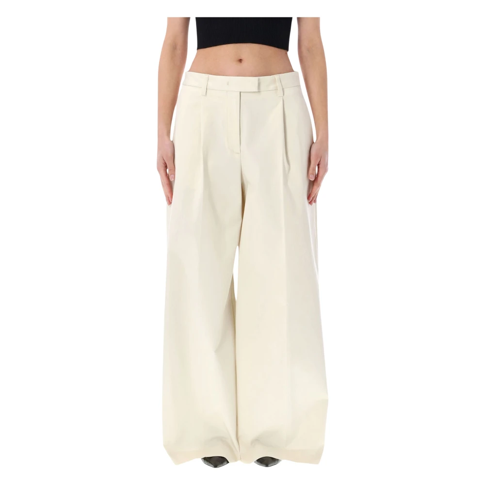 Thelatest Women's Beige Deva Pleat Trousers - Wide Trousers - Xs - Trousers