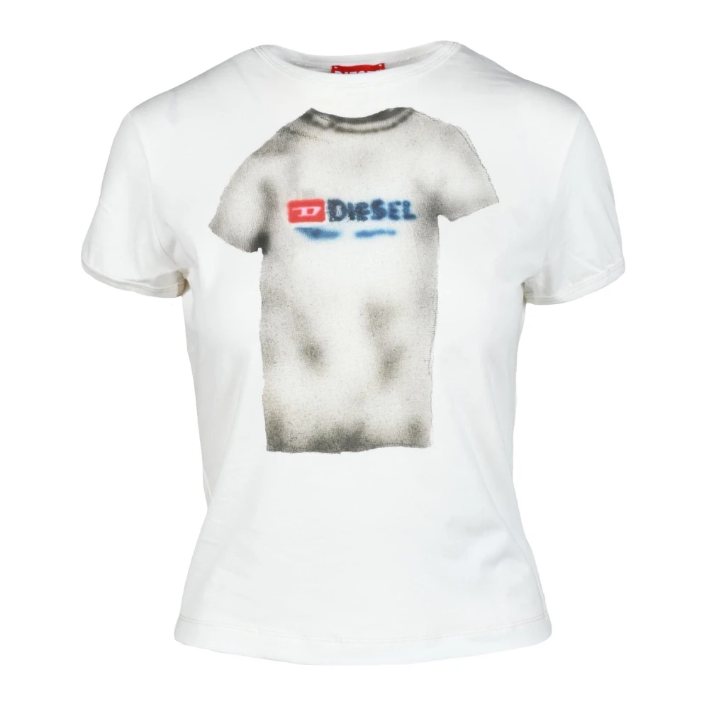 Diesel Katoen Elastaan T-shirt White Dames
