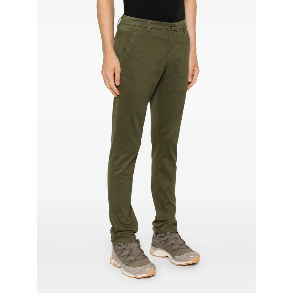Dondup Slimme Gabardine Broek in Olijfgroen Green Heren