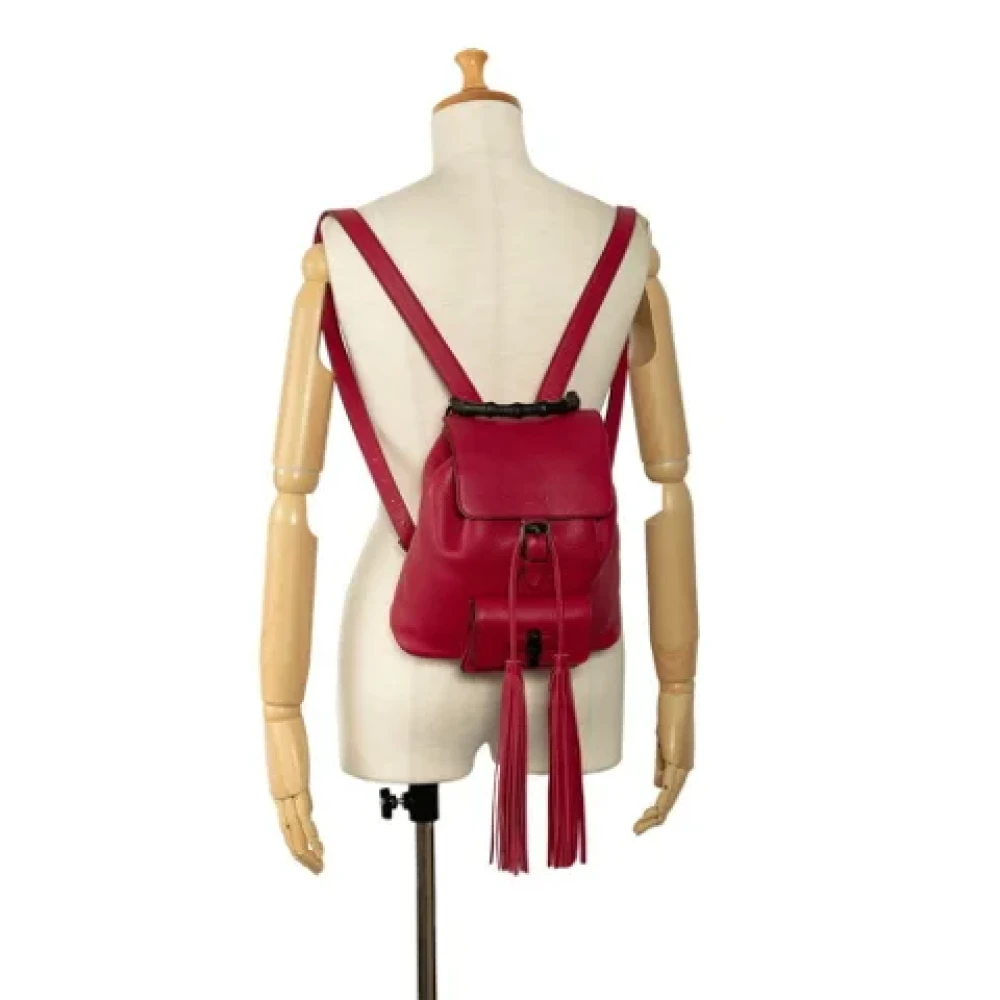 Gucci Vintage Pre-owned Leather backpacks Red Dames