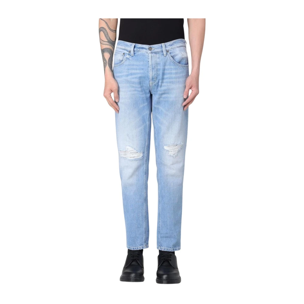 Dondup Men's Blue Slim-Fit Jeans,, Distressed Straight Leg Jeans W36