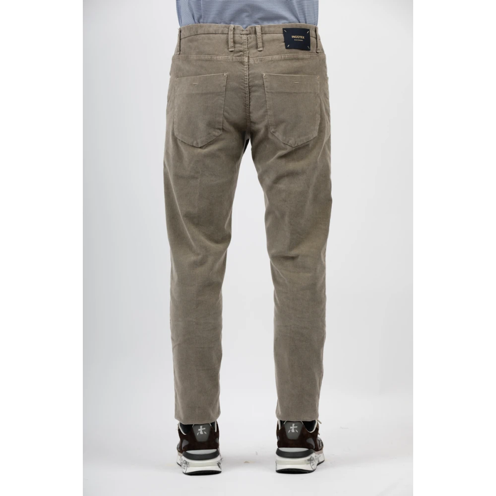 Incotex Fluwelen Maatwerk Broek Gray Heren