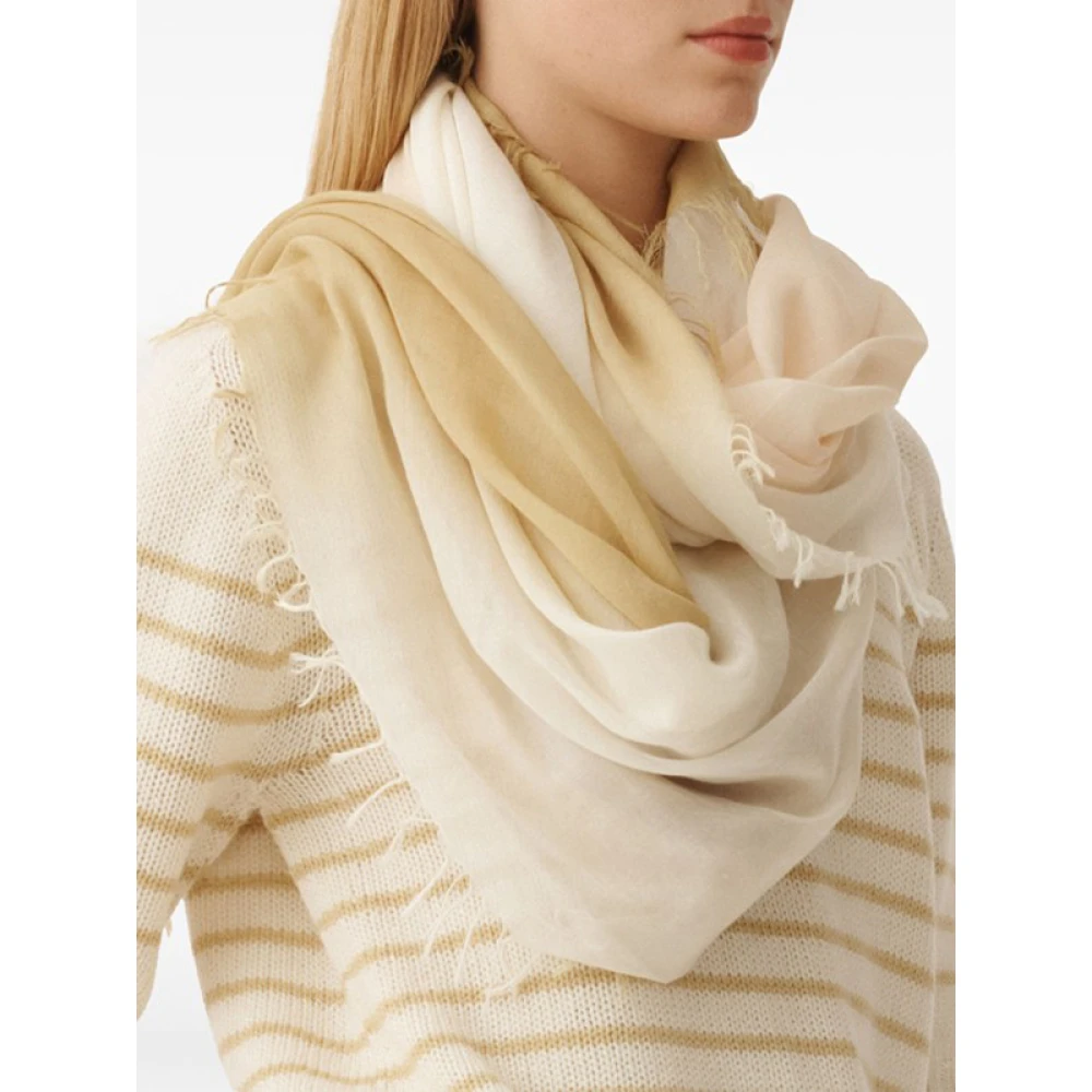 Fabiana Filippi Beige Gradiënt Effect Rafelrand Sjaal Multicolor Dames