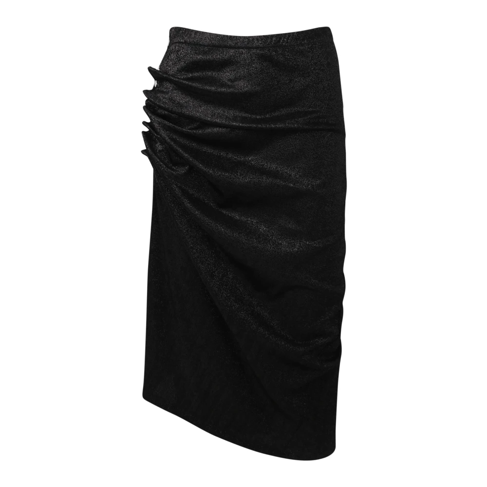 Rabanne Women's Black Metallic Asymmetric Skirt - Midi Skirts - L - Skirts