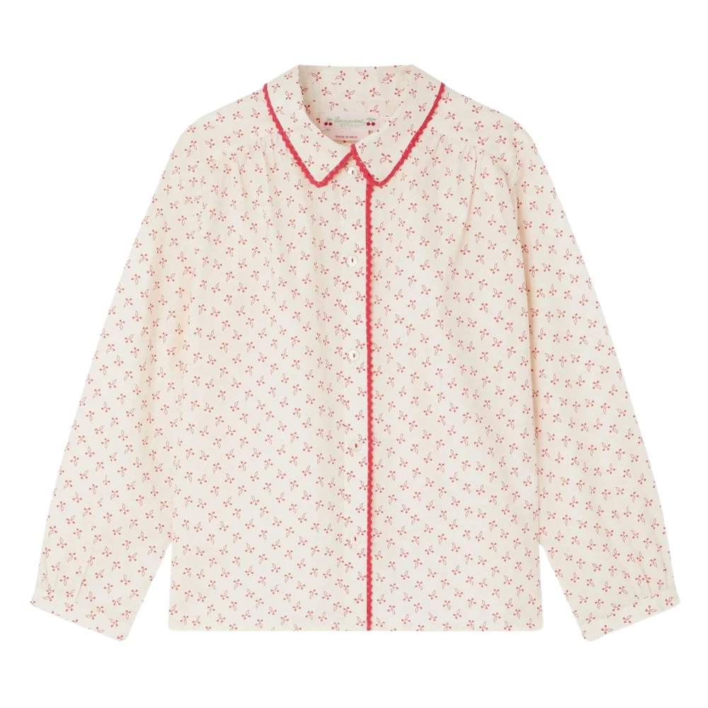 Bonpoint Girls Beige Cherry Print Ivory Blouse - Kids Blouses - 8 Y - Kids