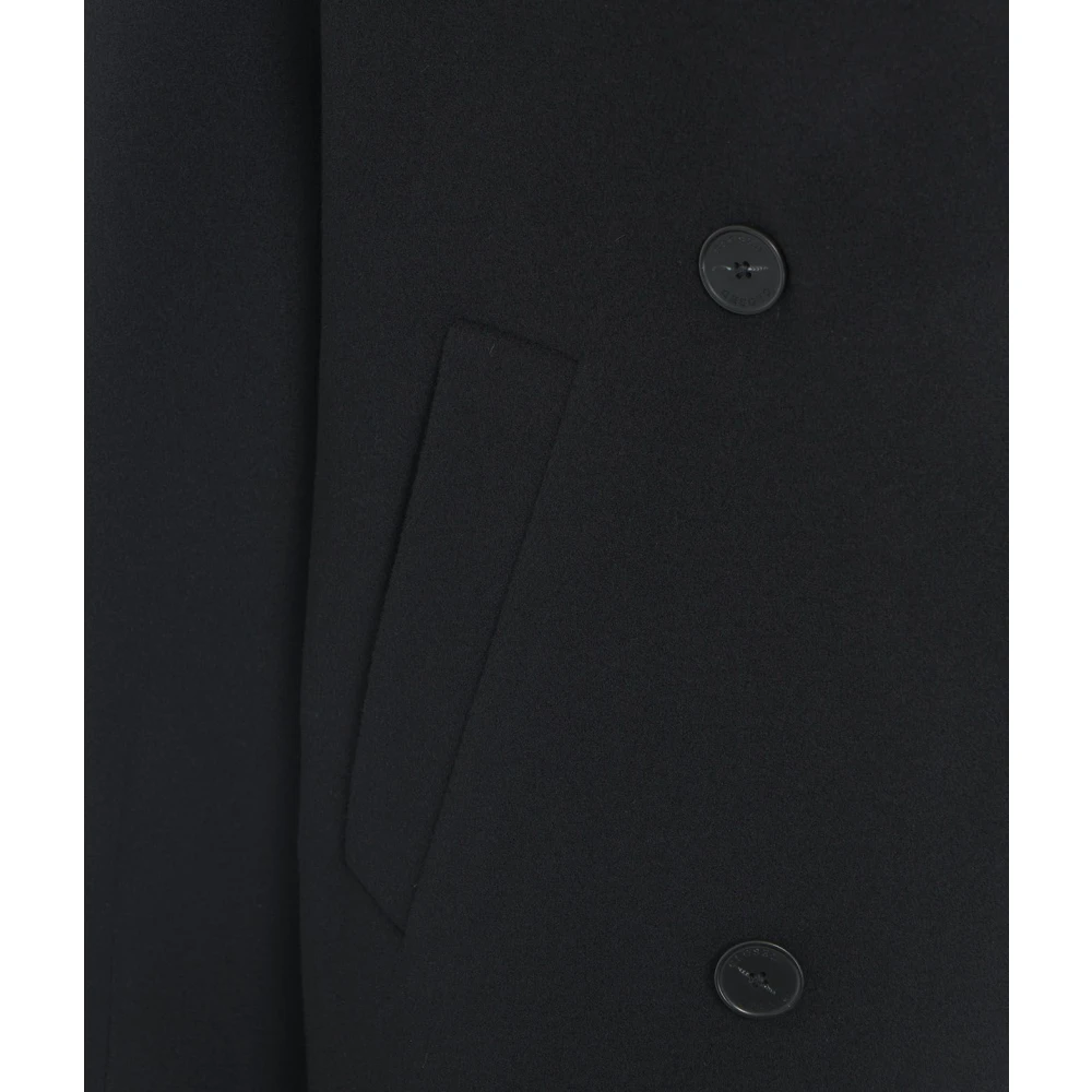 closed Zwarte Double-breasted Wollen Jas Aw24 Black Dames