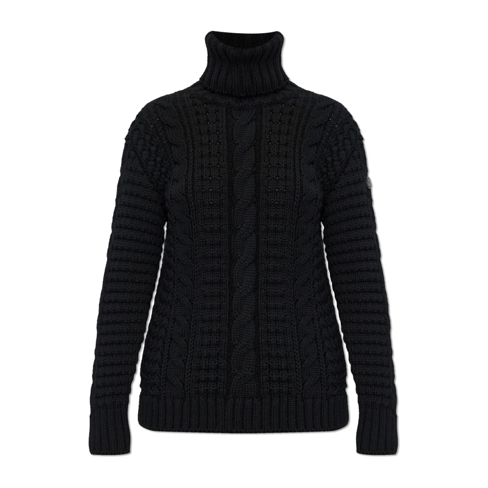 Moncler Donna Nero - Ee72 Maglione Dolcevita In Lana - Knitwear - S