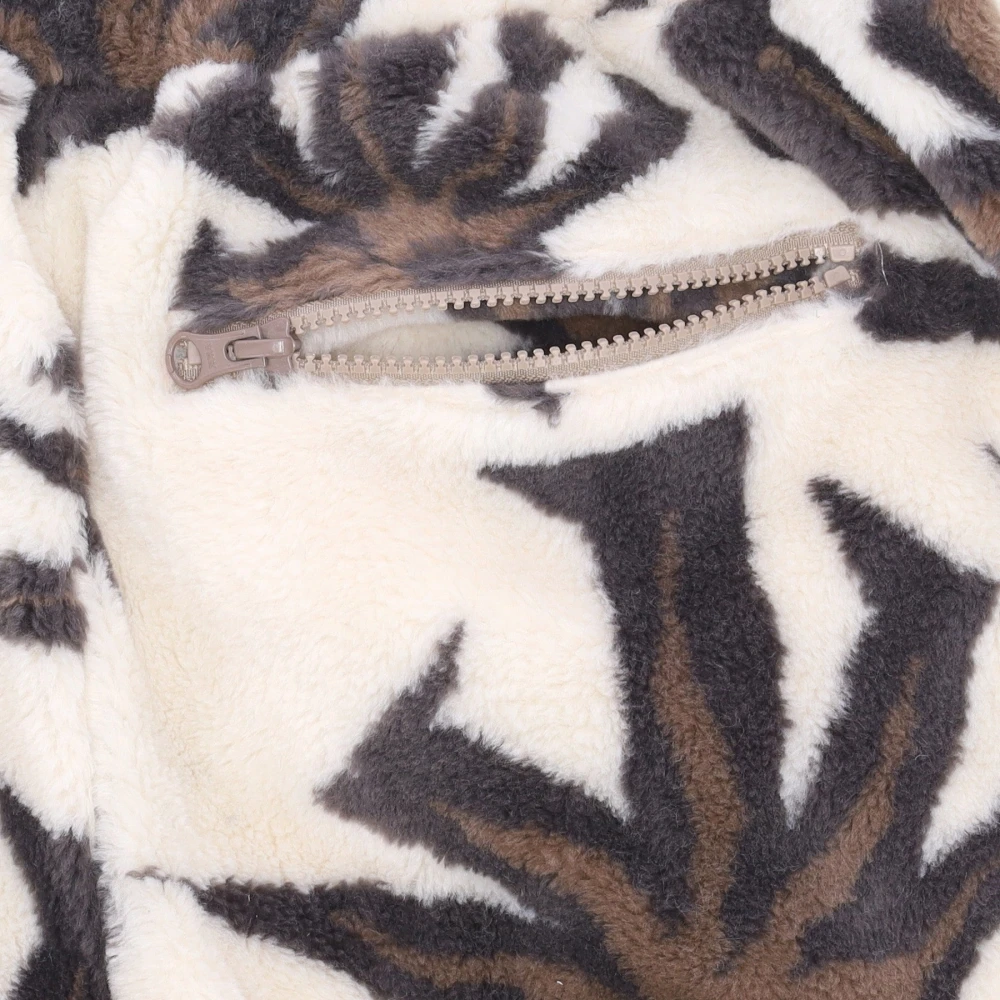 HUF Bear Jacquard Sherpa Broek met Plantenmotief Beige Heren