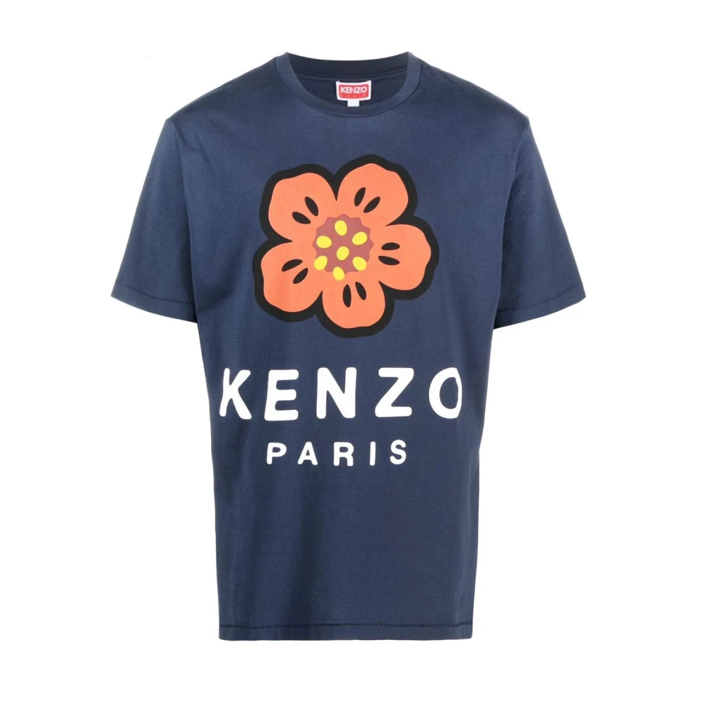 Kenzo Navy Klaproos Print T-Shirt Blue Heren