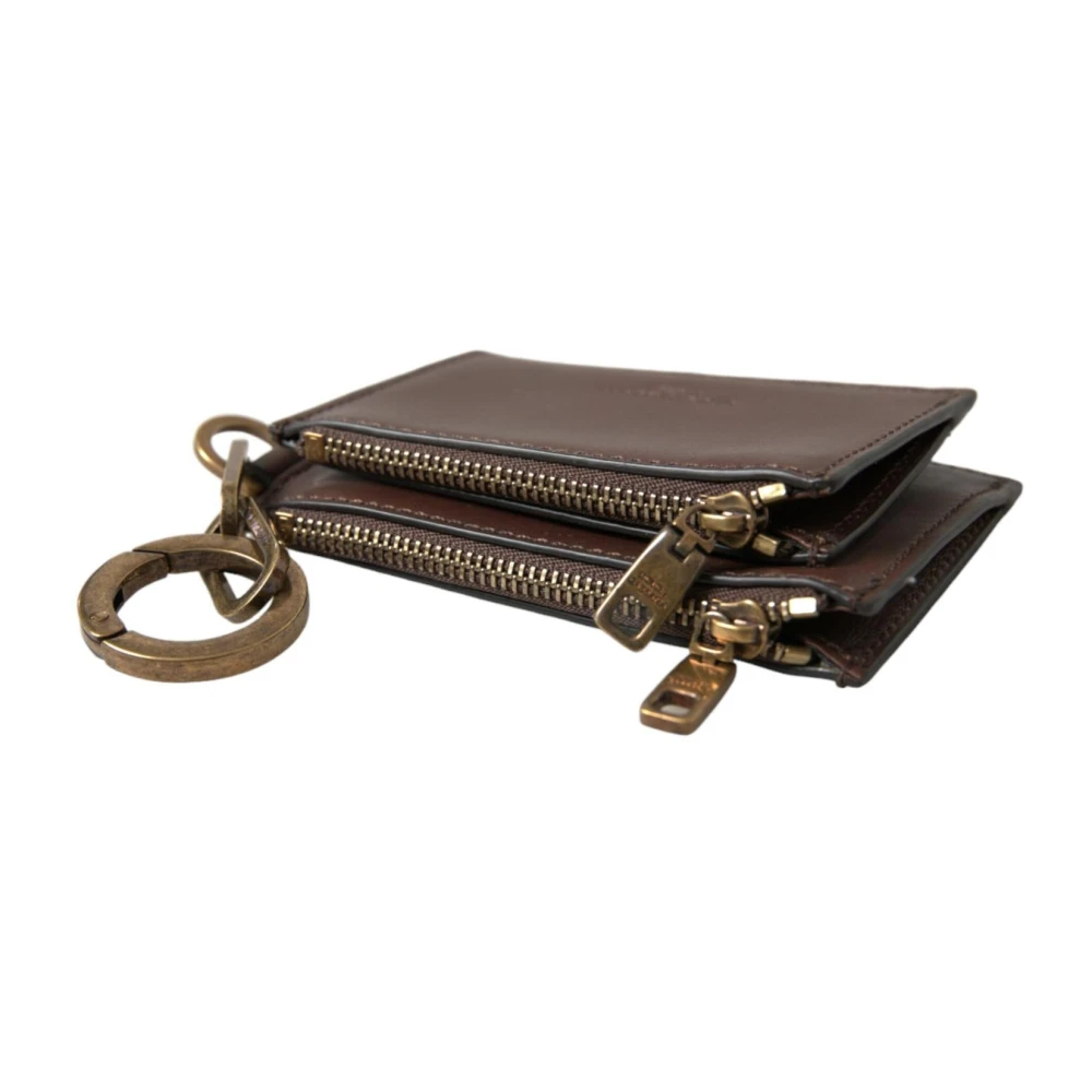 Dolce & Gabbana Luxe Leren Sleutelhanger Muntportemonnee Portemonnee Brown Heren