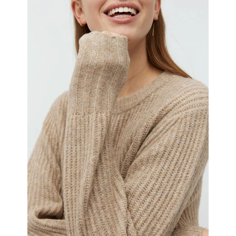 MbyM Beige Gebreide Jurk met Splitjes Beige Dames