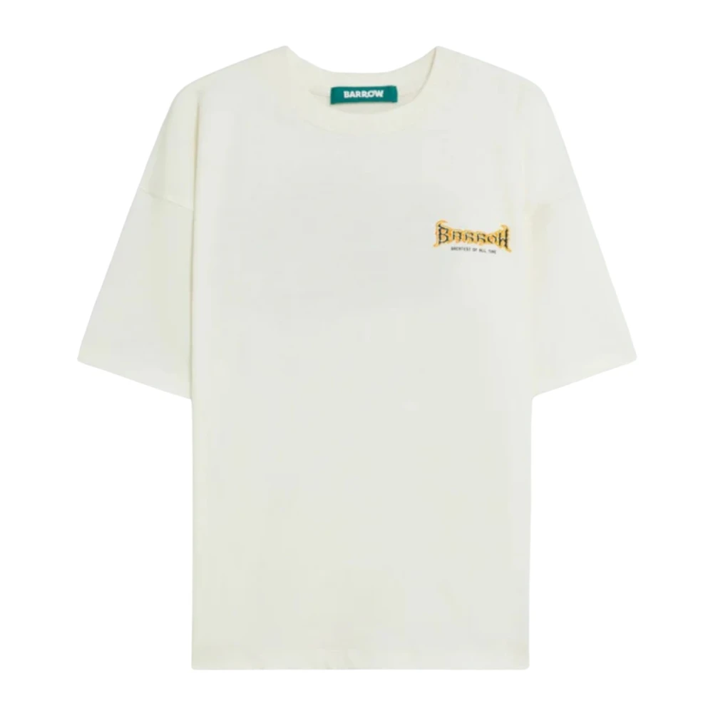 Barrow White T-Shirts, Male, Xs, Graphic-Print Cotton T-Shirt