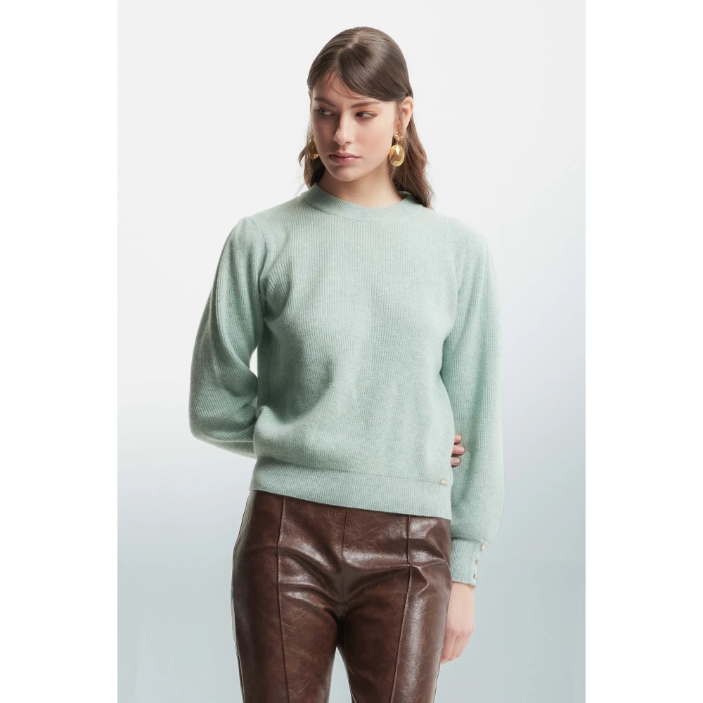 Kocca Gezellige Wol Bishop Sleeve Trui Green Dames