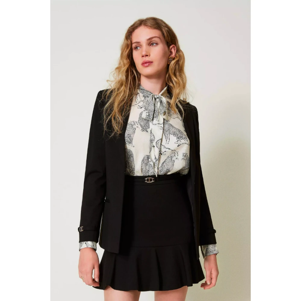 Twinset Zwarte Minirok met Ruches Black Dames