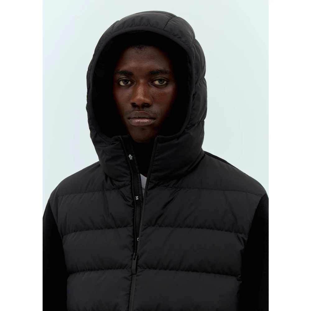 Moncler Gewatteerde Hoodie met Rits Black Heren