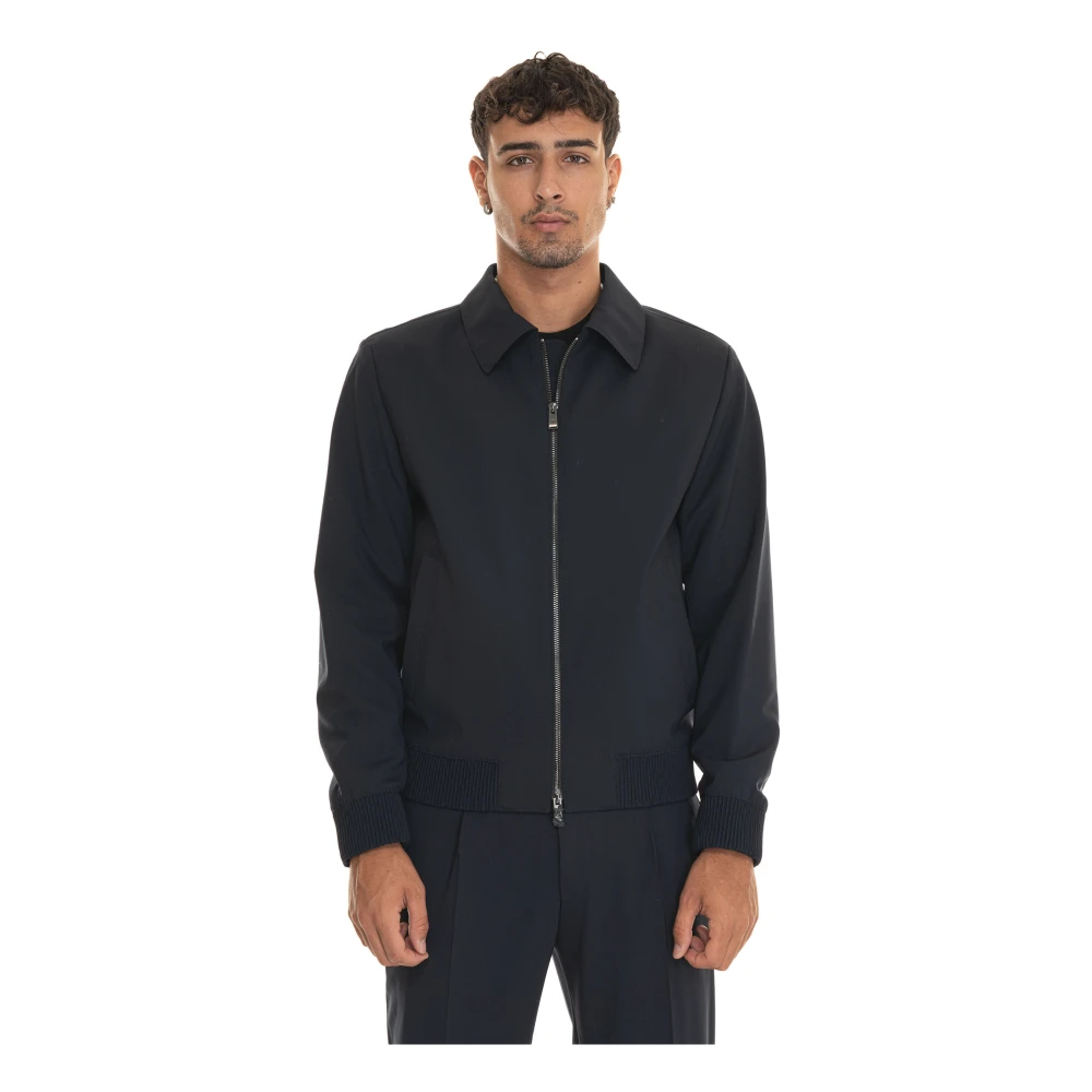 Boss Wol Bomberjack met Elastische Taille Blue Heren