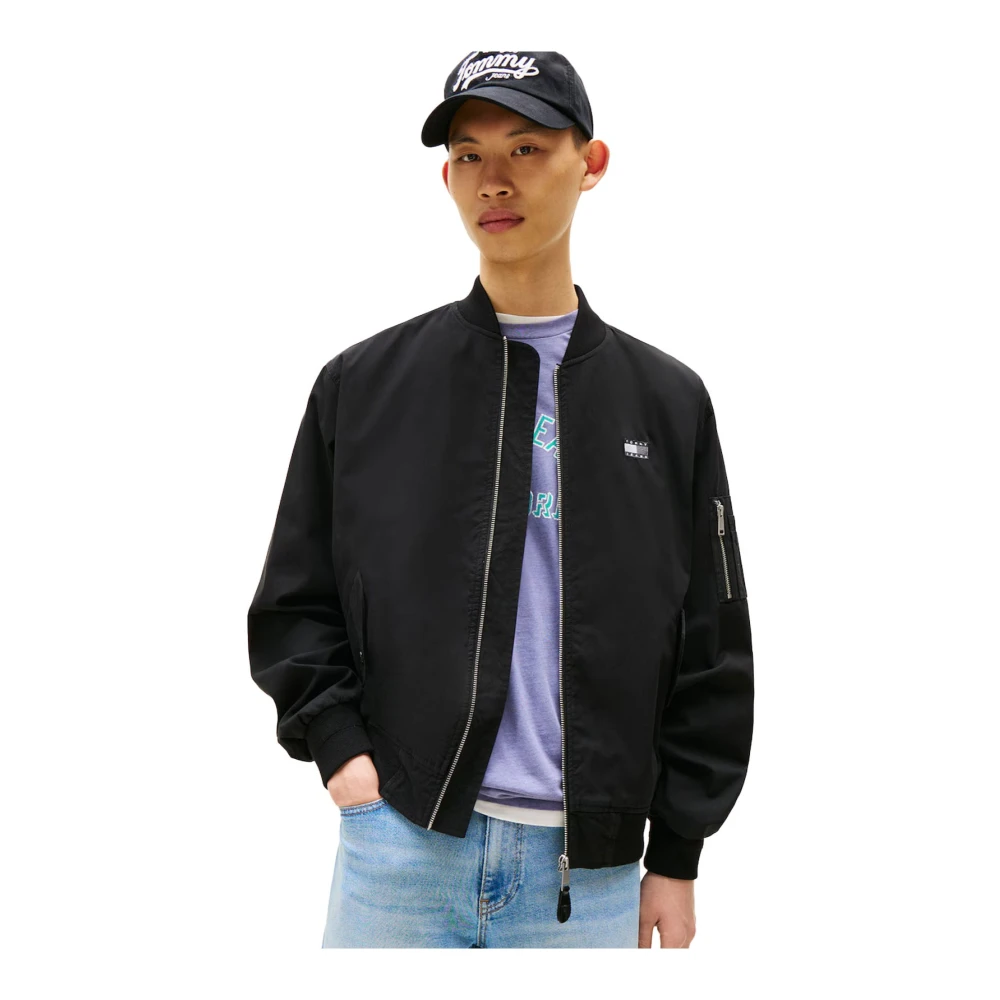 Tommy Jeans Men's Black Bomber Jacket - Straight Cut - Bomber Jackets - 2XL - Jackets
