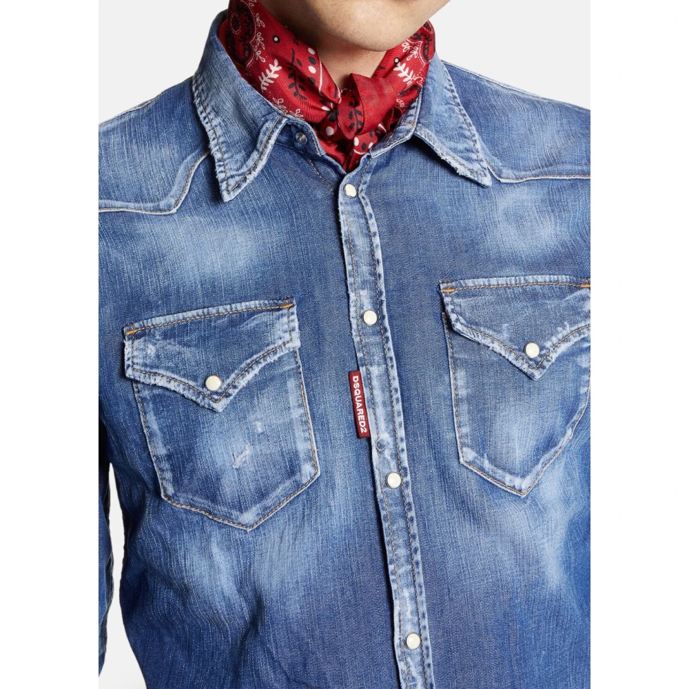 Dsquared2 Klassieke Blauwe Western Shirt Blue Heren