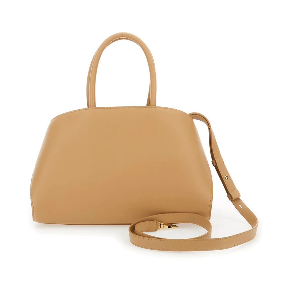 Salvatore Ferragamo Beige Handtas met Gancini Gesp Sluiting Beige Dames