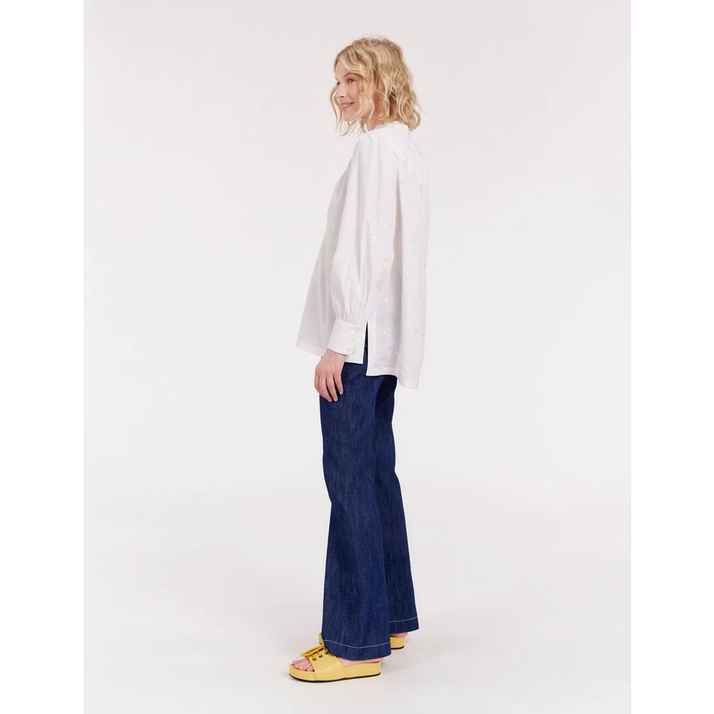 Ines De La Fressange Paris Witte geborduurde blouse Ornella White Dames