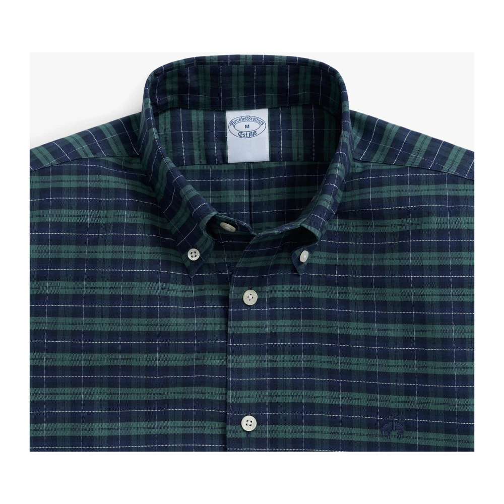 Brooks Brothers Donkergroen Regular Fit Non-Iron Stretch Katoenen Overhemd met Button-Down Kraag Green Heren