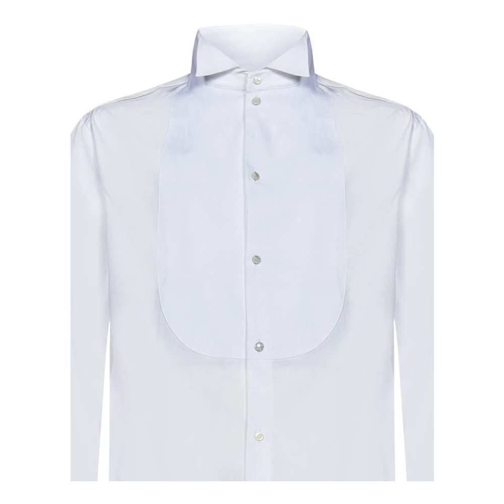 Emporio Armani Witte Gestreepte Plastron Smokingoverhemd White Heren