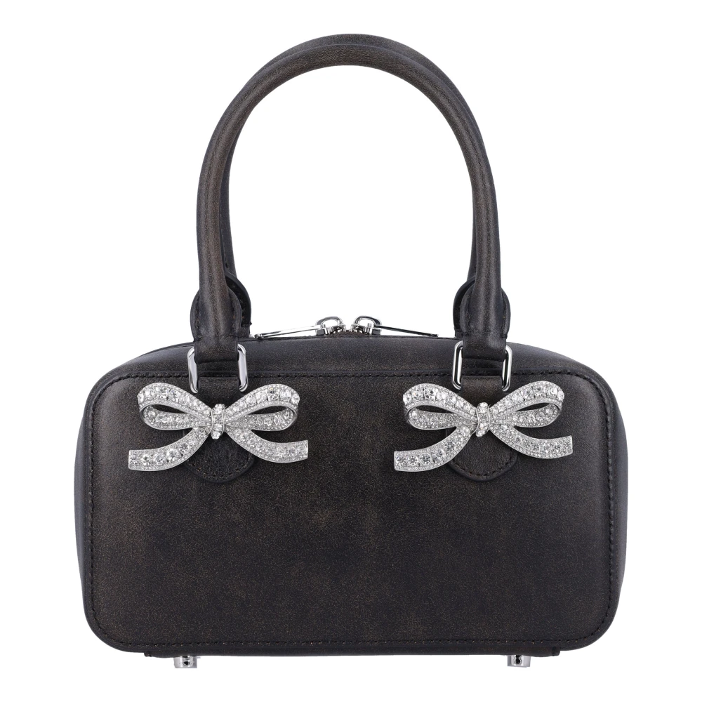 Self Portrait Zwarte Distressed Leren Mini Tote Tas Black Dames