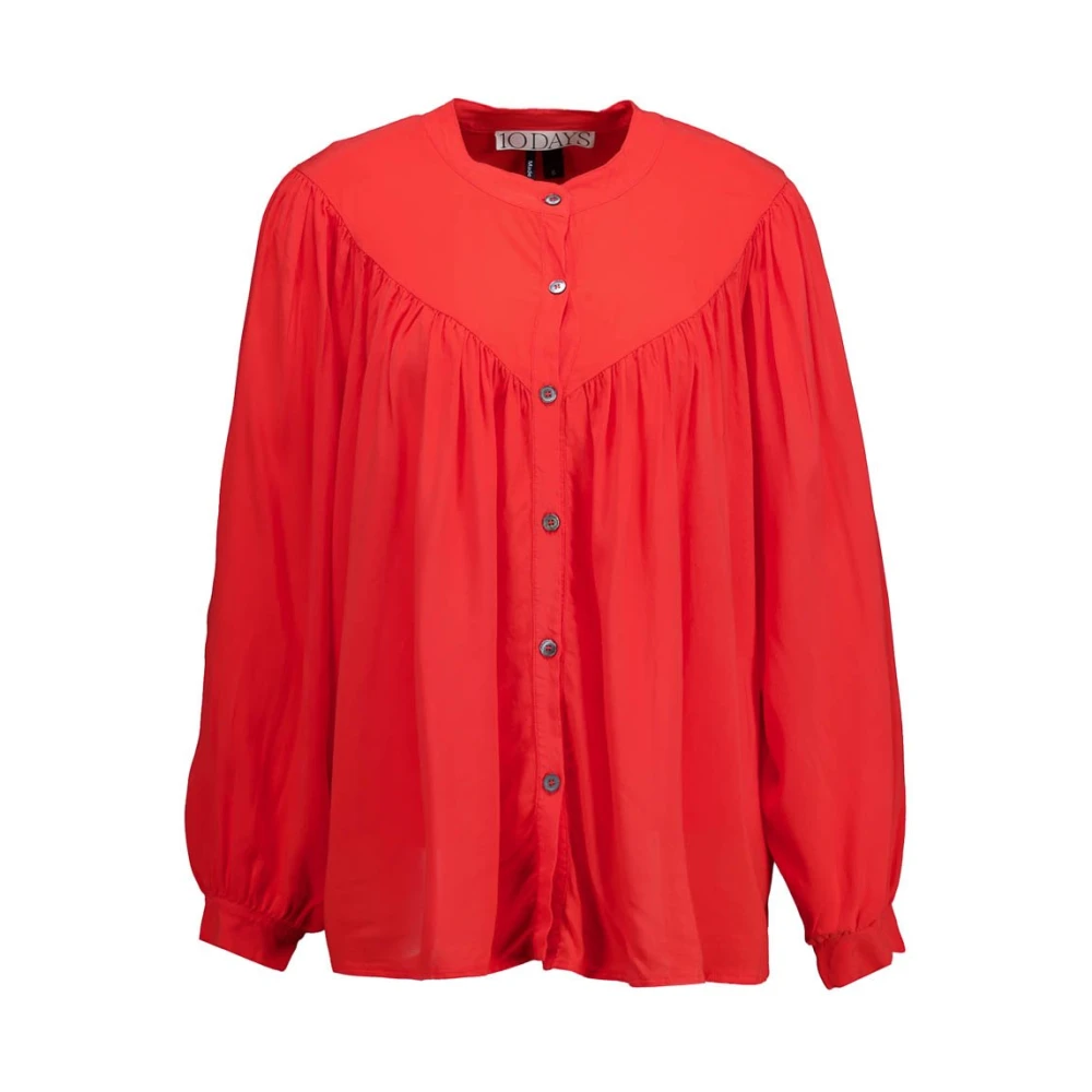 10Days Blouse Flowy Pleated Blouse Rood XXS Dames Red Dames