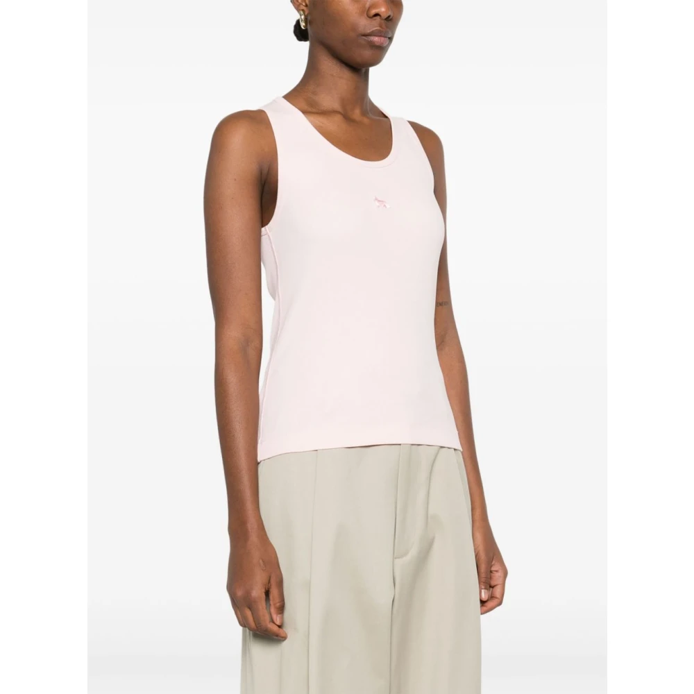 Maison Kitsuné Mouwloze top met scoop hals in lichtroze Pink Dames
