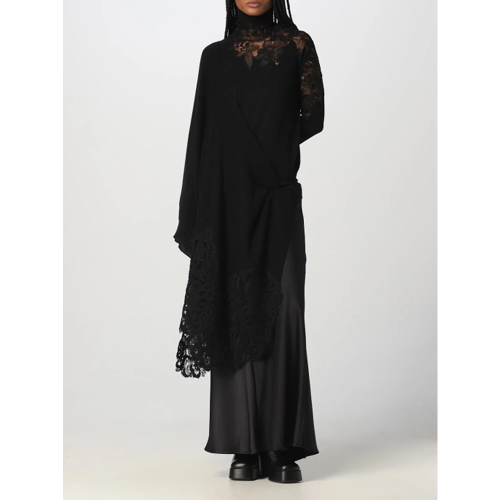 Ermanno Scervino Zwarte Cashmere Wrap Jas Black Dames