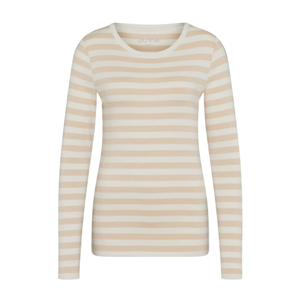 Juvia Gestreept Ronde Hals T-shirt Beige Multicolor Dames