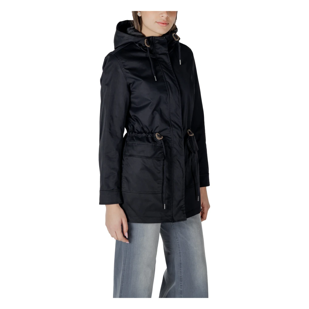 Only Zwarte Button-Up Jas Lente Zomer Black Dames