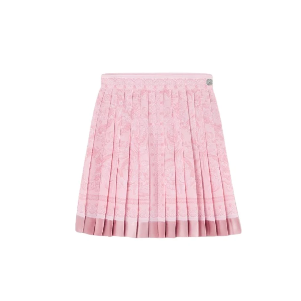 Versace Barocco Print Roze Zijden Rok Pink Dames