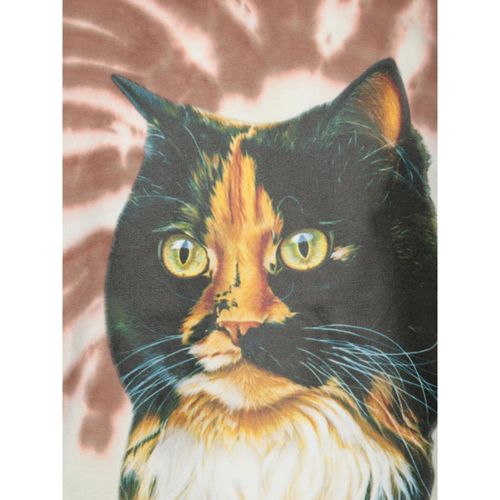 JW Anderson Bruine Kat Print Tie-Dye T-shirt Brown Heren