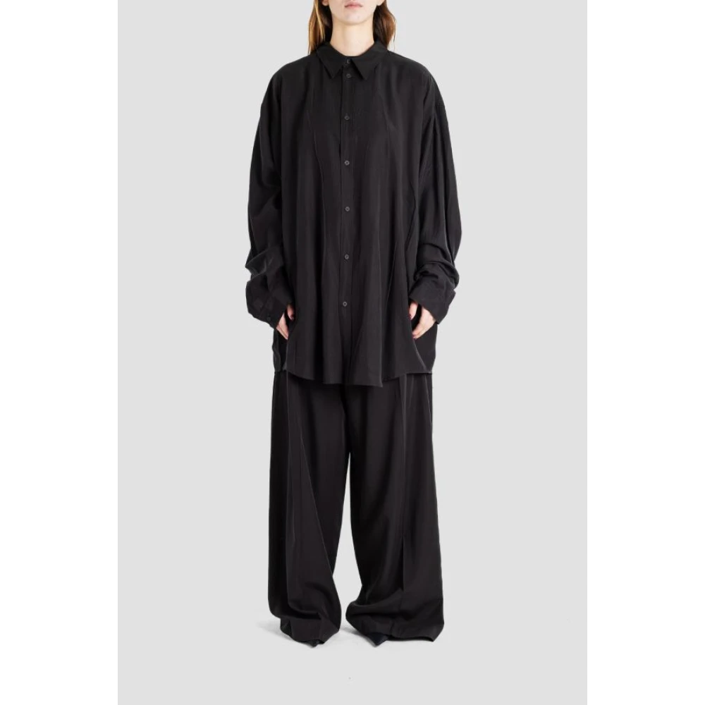 Balenciaga Zwarte Wijde Oversized Ritsbroek Black Dames