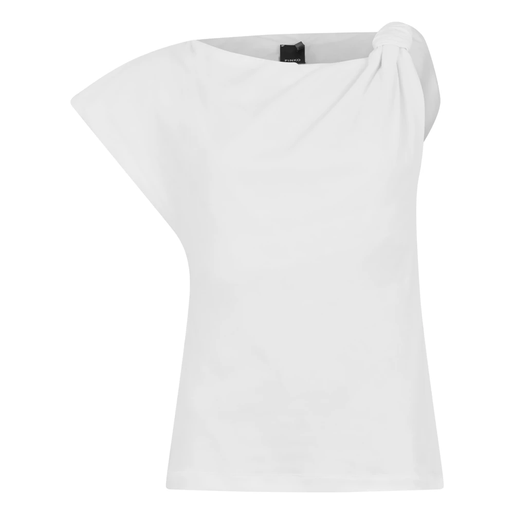 Pinko Women's White Asymmetric Cotton T-Shirt - T-Shirts - Xs - Tops