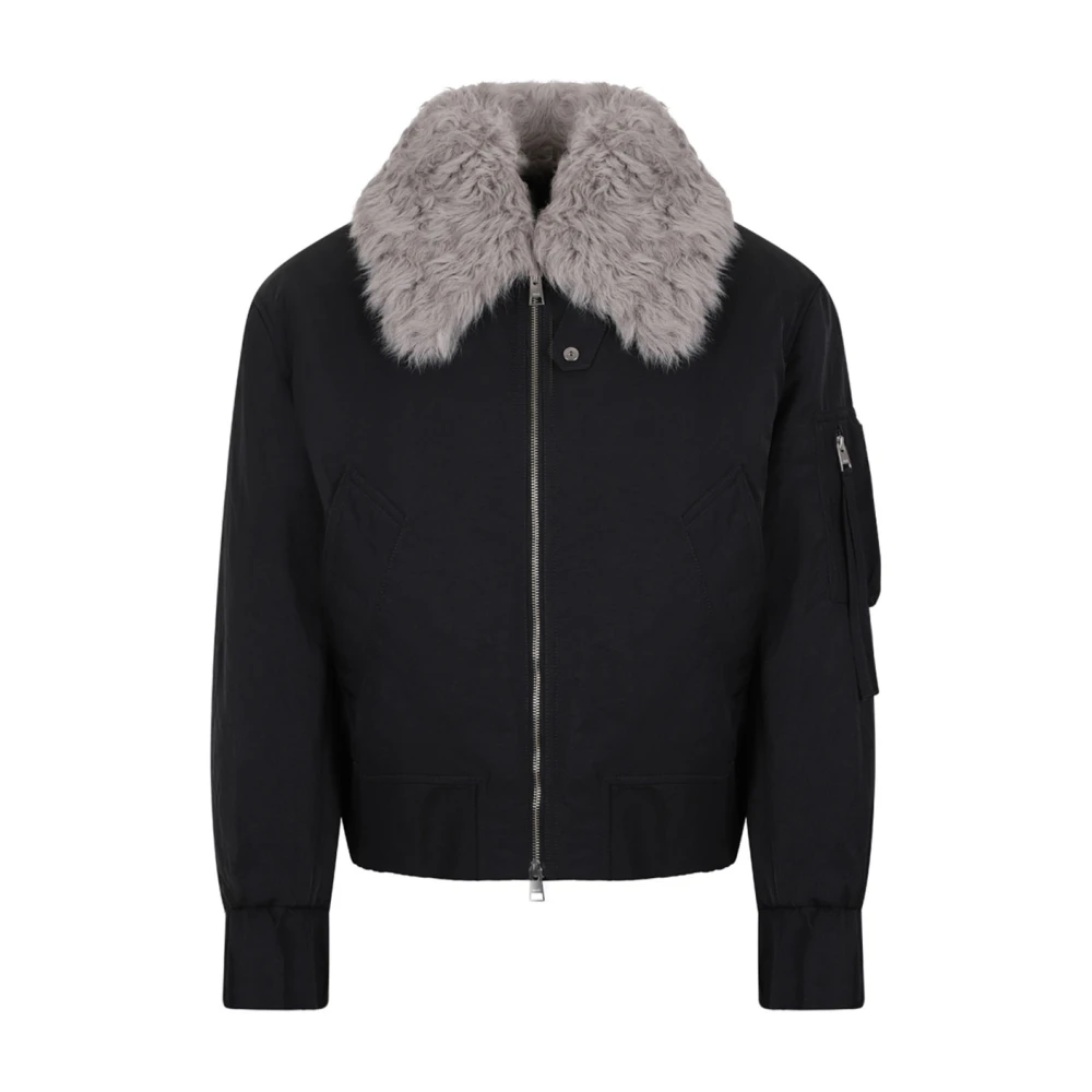 Ami Paris Men's Gray Padded Bomber Jacket In Crumpled Nylon Serge - Faux Fur & Shearling Jackets - Xl - Jackets