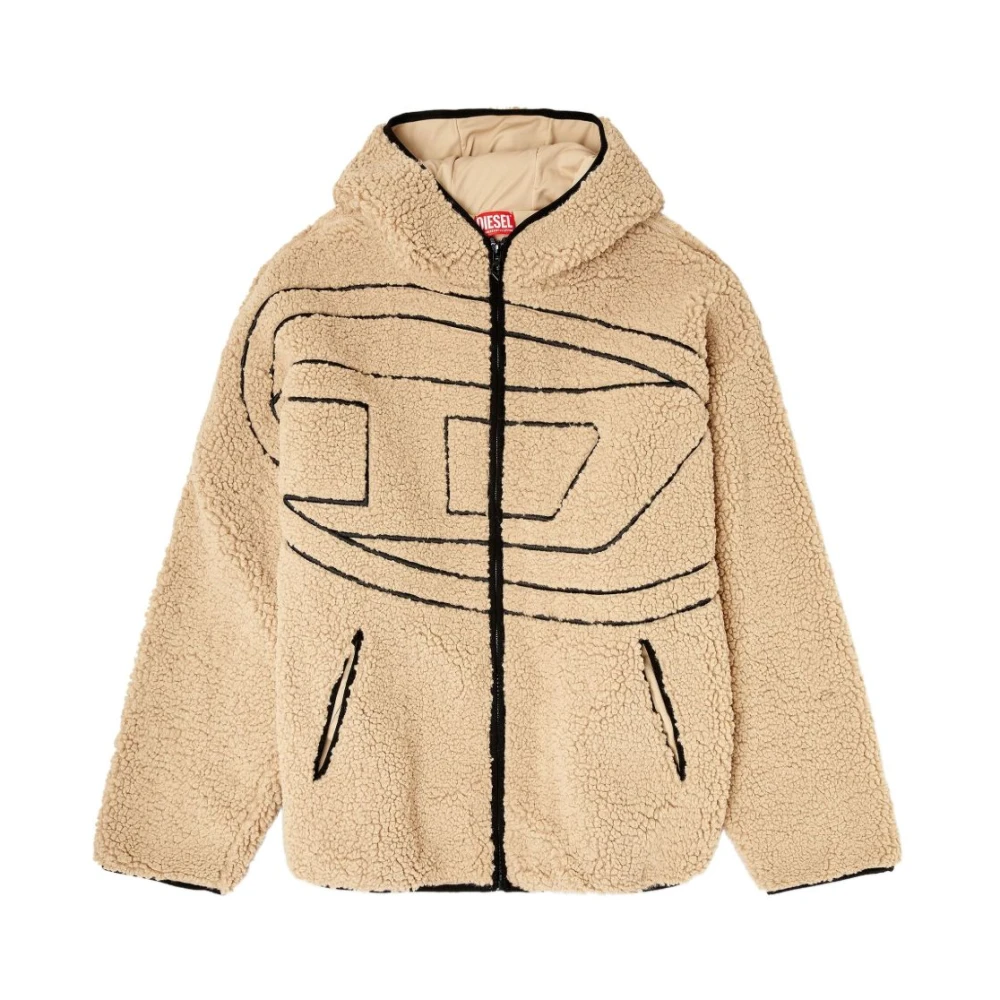 Diesel Men's Beige Faux Fur & Shearling Jackets, Xl, Jumpers