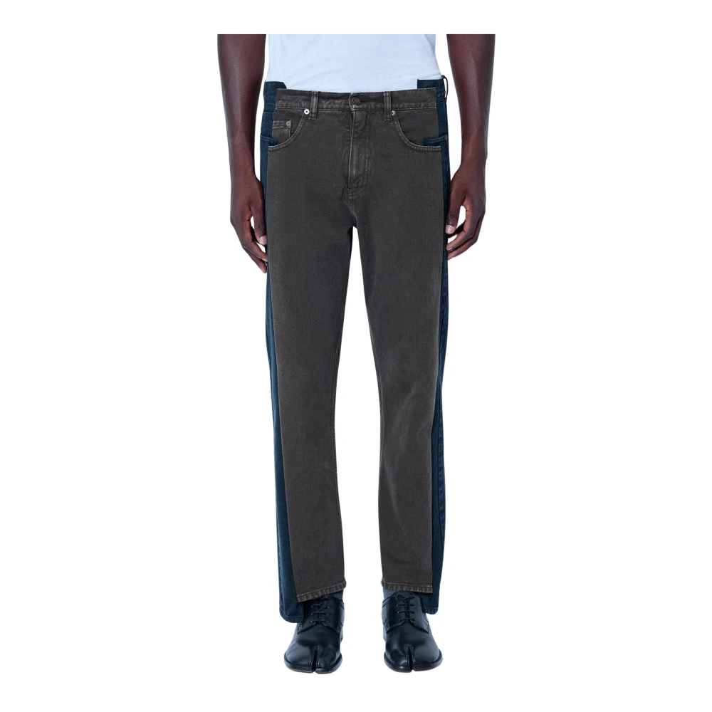 Maison Margiela , Straight Fit Jeans, Male, Brown, W32, Spliced Denim Trousers