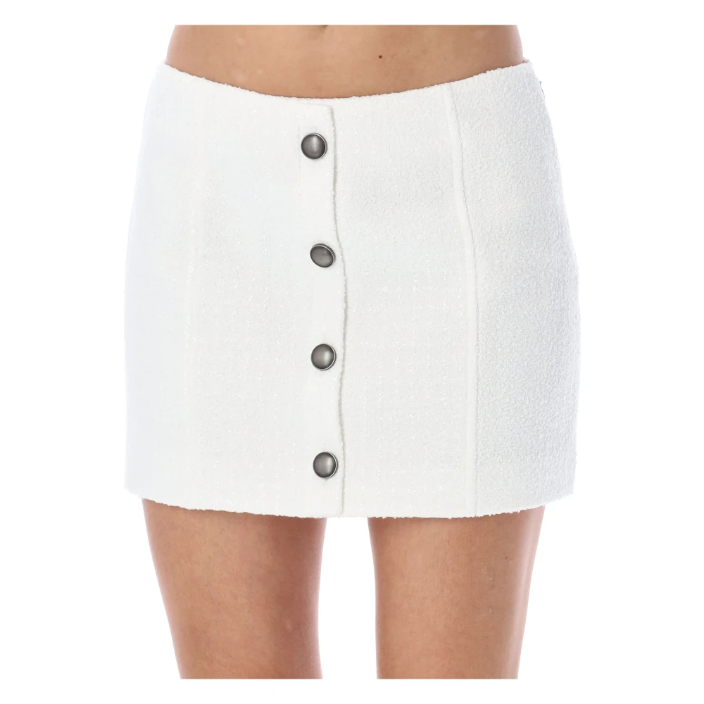 Alessandra Rich Witte Tweed Boucle Mini Rok White Dames